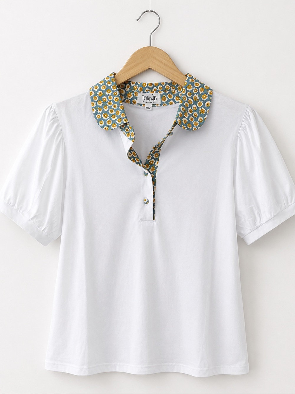 Tulip B White Puff Sleeve Daisy Collar Blouse Size Small NWT